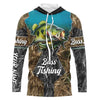 Maxcorners Largemouth Bass fishing camo Customize UV protection long sleeves fishing shirt for men LM0201