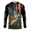 Maxcorners Walleye Fishing 3D American Flag Patriotic Customize name UV protection long sleeve fishing shirts LM0501