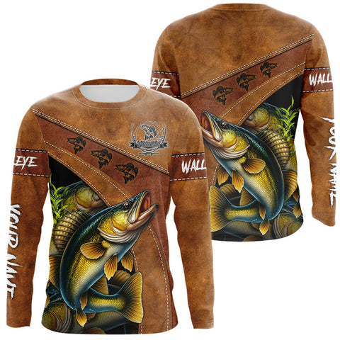 Maxcorners Walleye fishing UV protection custom name fishing shirts, performance shirts MT2108