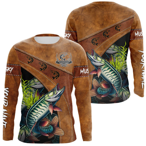 Maxcorners Musky fishing UV protection custom name fishing shirts, performance shirts for men MT2108