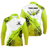 Maxcorners Green Grunge Bowling Jersey Customized Name, Team Name 3D Shirt Unisex