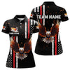 Maxcorners Personalized Black American Flag Flame Eagle Bowling Shirts For Men Custom Patriotic Bowling Jerseys