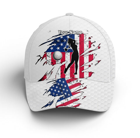 Maxcorners Golf club custom name American flag patriotic Custom golf hat women Baseball golf cap