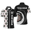 Maxcorners Black And White Dart Board Camo Custom Team Dart Polo, Quarter Zip Shirt For Men, Mens Dart Jersey