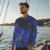 Maxcorners Largemouth Bass fishing jersey Custom UV protection Long sleeve bass fishing tournament shirts | Blue LM0201