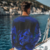 Maxcorners Largemouth Bass fishing jersey Custom UV protection Long sleeve bass fishing tournament shirts | Blue LM0201