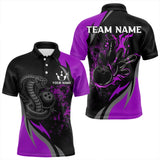 Maxcorners Black And Purple Flame Cobra Snake Bowling Shirts For Men Custom Name Bowling Team League Shirt Lm173