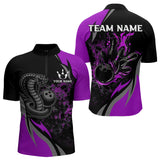 Maxcorners Black And Purple Flame Cobra Snake Bowling Shirts For Men Custom Name Bowling Team League Shirt Lm173