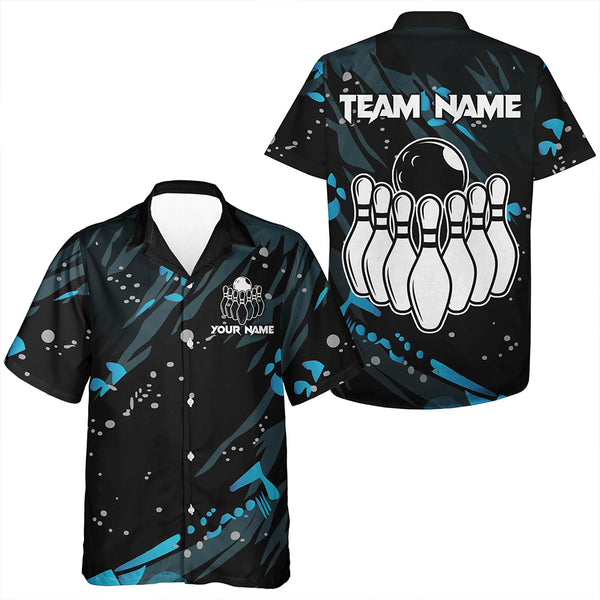 Maxcorners Personalized Blue Camo Bowling Team Shirts For Men Custom Bowling Team Jerseys, Gifts For Bowler Lm173