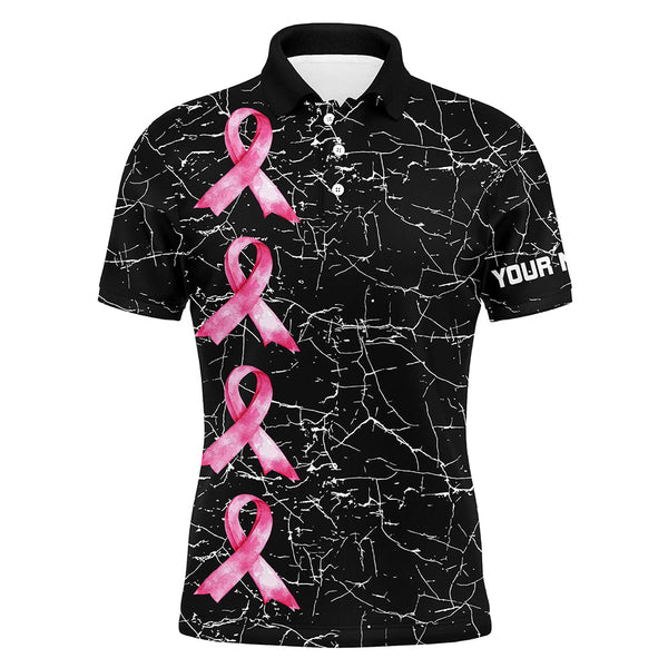 Maxcorners Golf Breast Cancer Awareness  Customized Name 3D Polo Shirt Unisex