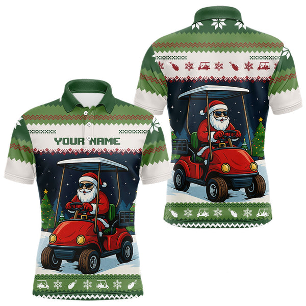Maxcorners Funny Santa golf ugly Christmas pattern Golf polo shirts for men custom gifts for the golfer MT1511