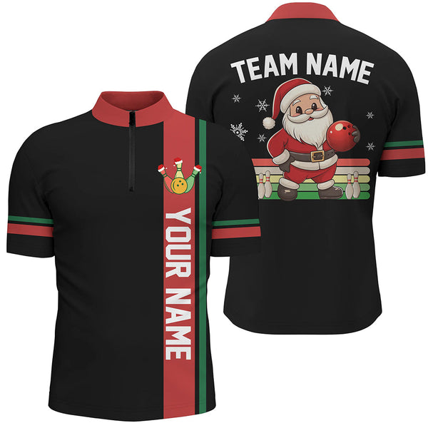 Maxcorners Retro Christmas Santa Bowling Jersey Customized Name, Team Name 3D Shirt Unisex