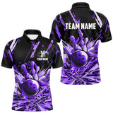 Maxcorners Purple bowling jerseys Bowling Polo, 1/4 Zip Shirt for Men Custom Bowling Team shirts for bowlers MT1511
