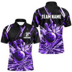 Maxcorners Purple bowling jerseys Bowling Polo, 1/4 Zip Shirt for Men Custom Bowling Team shirts for bowlers MT1511