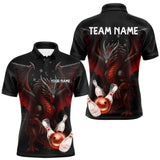 Maxcorners Custom Black And Red Dragon Bowling Shirts For Men, Team Bowling League Shirts MT1511