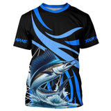 Maxcorners Personalized Sailfish Long Sleeve Fishing Shirts, Sailfish Tournament Fishing Jerseys | Blue MT2108