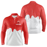 Maxcorners Mens golf polo shirts custom red Ice Cream Melting On Golf Ball, golf gifts for mensMT0306