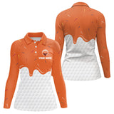 Maxcorners Mens golf polo shirts custom orange Ice Cream Melting On Golf Ball, golf gifts for mensMT0306