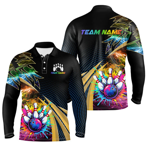 Maxcorners Colorful Bowling Jersey Customized Name, Team Name 3D Shirt Unisex