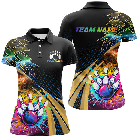 Maxcorners Colorful Bowling Jersey Customized Name, Team Name 3D Shirt Unisex