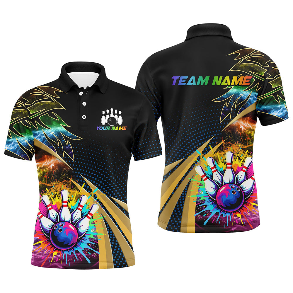 Maxcorners Colorful Bowling Jersey Customized Name, Team Name 3D Shirt Unisex