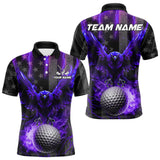 Maxcorners Black American flag Men golf polo shirt Custom purple lightning thunder Eagle patriotic team Golf top MT1511