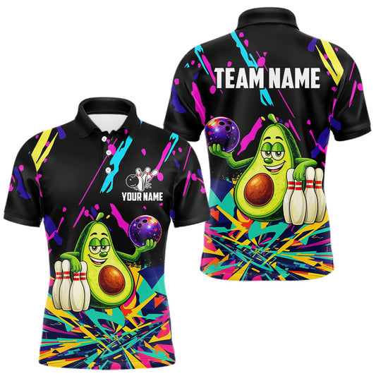 Maxcorners Colorful bowling jerseys funny avocado Bowling Shirts for Men Custom Bowling Team shirts for bowlers LM2201