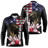 Maxcorners Smoke American Flag Cobra Snake Bowling Shirts for Men Custom patriotic Team Bowling jerseys LM2007