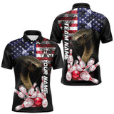 Maxcorners Smoke American Flag Cobra Snake Bowling Shirts for Men Custom patriotic Team Bowling jerseys LM2007