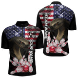 Maxcorners Smoke American Flag Cobra Snake Bowling Shirts for Men Custom patriotic Team Bowling jerseys LM2007