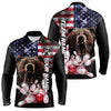 Maxcorners American Flag Bear Bowling Polo, Quarter Zip Shirts for Men Custom patriotic Team Bowling jerseys LM2007