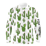 Maxcorners Personalized Funny Cactus pattern mens golf polo shirts custom cactus golf shirt, golfer gifts