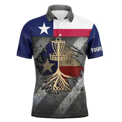 Maxcorners Mens disc golf polo shirt custom name Texas flag disc golf basket, disc golf gifts for men MT0510