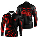 Maxcorners Funny Men golf polo shirts custom swing swear look for ball repeat dot pattern skull golf shirt | Red