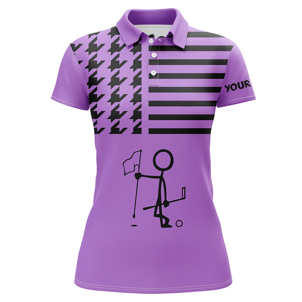 Maxcorners Funny Black and purple Icon Golfer Women golf polo shirts Custom golf tops for ladies