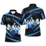 Maxcorners Personalized Black And Blue Bowling Shirts For Men, Custom Team Bowling League Jerseys