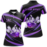 Maxcorners Personalized Black And Purple Bowling Shirts For Men, Custom Team Bowling League Jerseys