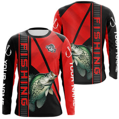 Maxcorners Black and red Crappie Fishing Custom UV protection Long sleeve fishing shirts For Men, Women LM0607