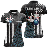 Maxcorners Black white American flag bowling Polo, Quarter Zip shirts Custom camo Bowling Team Jerseys