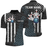 Maxcorners Black white American flag bowling Polo, Quarter Zip shirts Custom camo Bowling Team Jerseys