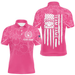 Maxcorners Pink bowling camo Mens bowling shirts Custom American flag patriotic bowling team league jerseys LM1809