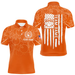Maxcorners Orange bowling camo Mens bowling shirts Custom American flag patriotic bowling team league jerseys MT2009