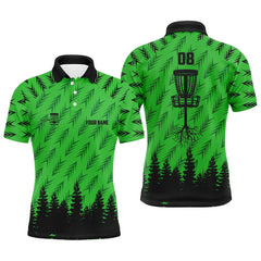 Maxcorners Mens disc golf polo shirt custom name, number disc golf basket camo Woods mens disc golf jersey| Green MT0510