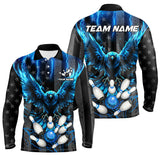 Maxcorners Black American flag bowling shirts Custom blue lightning thunder Eagle Bowling Team Jerseys