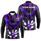 Maxcorners Purple American flag bowling shirts Custom blue lightning thunder Eagle Bowling Team Jerseys