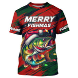 Maxcorners Personalized Funny Christmas Walleye Fishing Shirts, Mery Fishmas