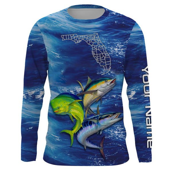 Maxcorners Custom Name Mahi Mahi, Wahoo, Tuna Florida Fishing 3D Shirts