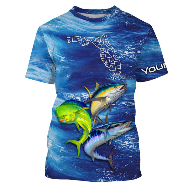 Maxcorners Custom Name Mahi Mahi, Wahoo, Tuna Florida Fishing 3D Shirts