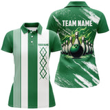 Maxcorners Bowling Ball And Pins Green And White Argyle Flame Customized Name, Team Name 3D Shirt