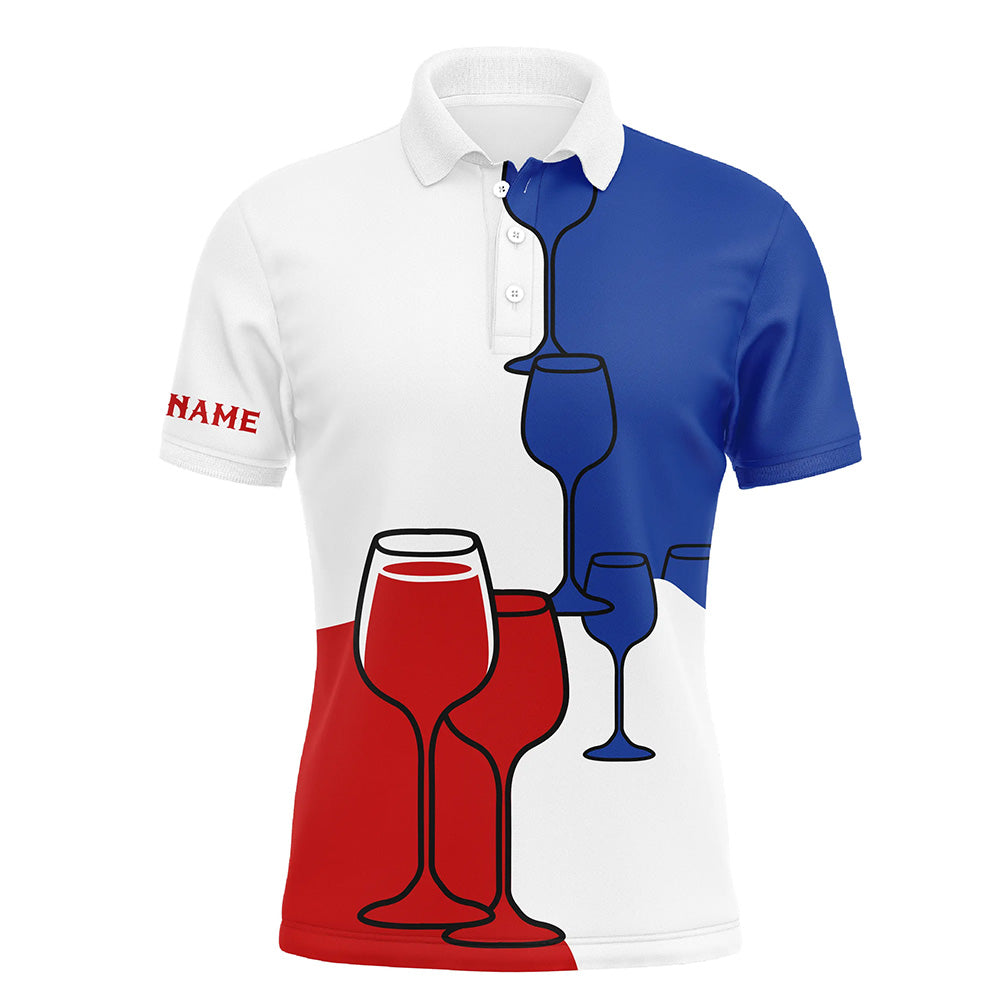 Maxcorners Red, White and Blue Mens golf polo shirts custom Golf wine men's golf apparel, gifts for the golfer